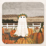 There's A Ghost In The Pumpkin Patch Again Underlägg Papper Kvadrat<br><div class="desc">Walter the pumpkin king prepares for the autumn harvest festival adorned in his crown and pumpkin patch in full autumn color</div>