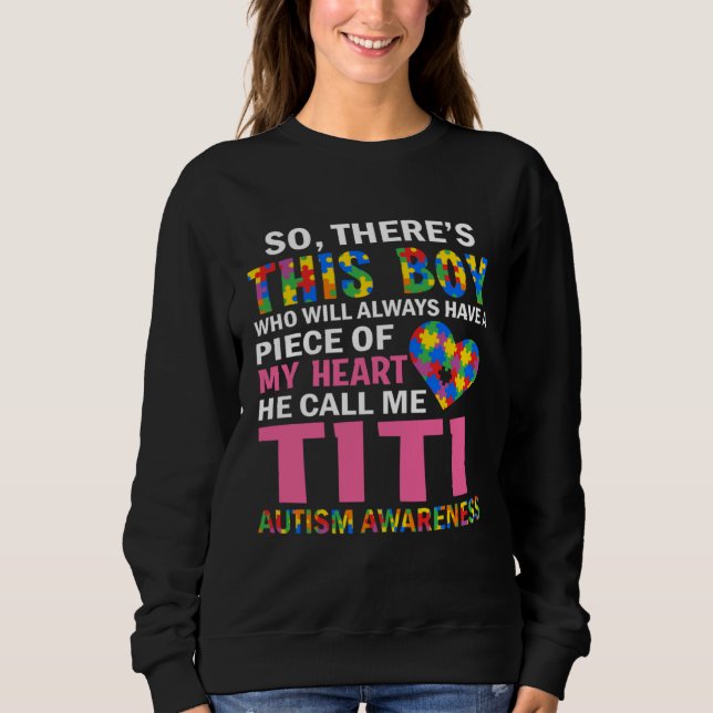 There's This Boy He Calls Me Titi Autism Puzzle Mo T Shirt (Framsida)