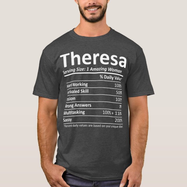 THERESA Nutrition Personlig Namn Funny Gift T Shirt (Framsida)
