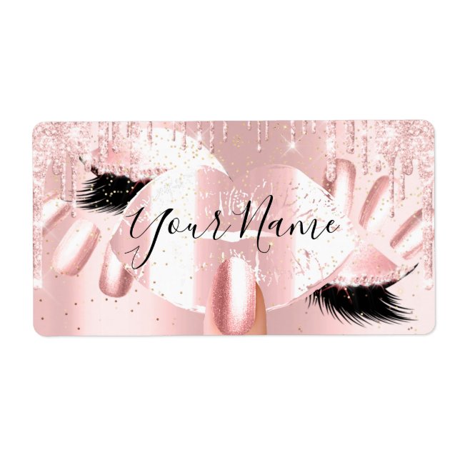 Theresa Rosa Glitter Drips Kiss Läppar Nagel Makeu Fraktsedel (Framsidan)