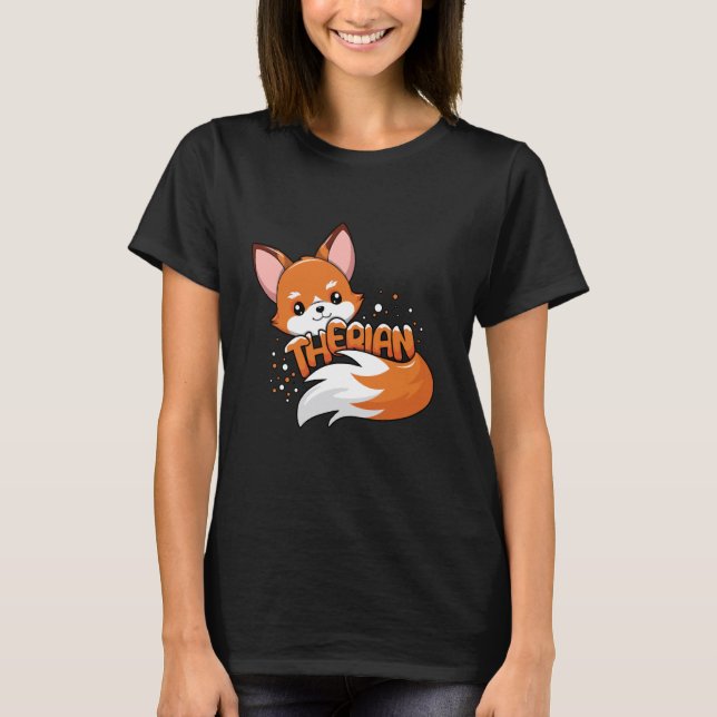 Therian Fox Furry Tail Proud Fox Kawaii Alter Kin  T Shirt (Framsida)