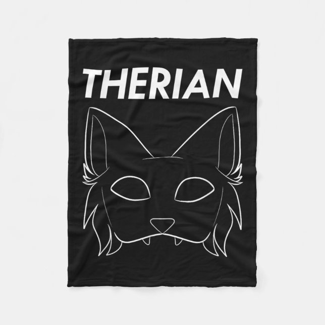 Therian Hårig Animal Mask Varg Cat Hund Fleecefilt (Framsidan)