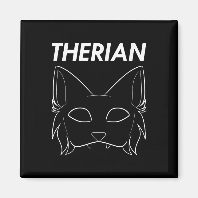 Therian Hårig Animal Mask Varg Cat Hund Magnet (Framsidan)