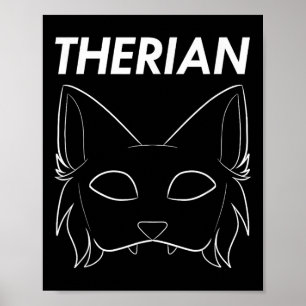 Therian Hårig Animal Mask Varg Cat Hund Poster