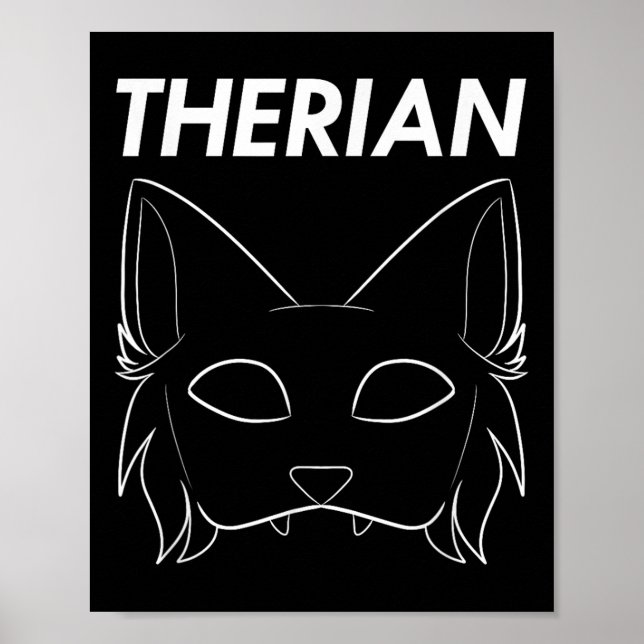 Therian Hårig Animal Mask Varg Cat Hund Poster (Framsidan)