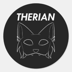 Therian Hårig Animal Mask Varg Cat Hund Runt Klistermärke