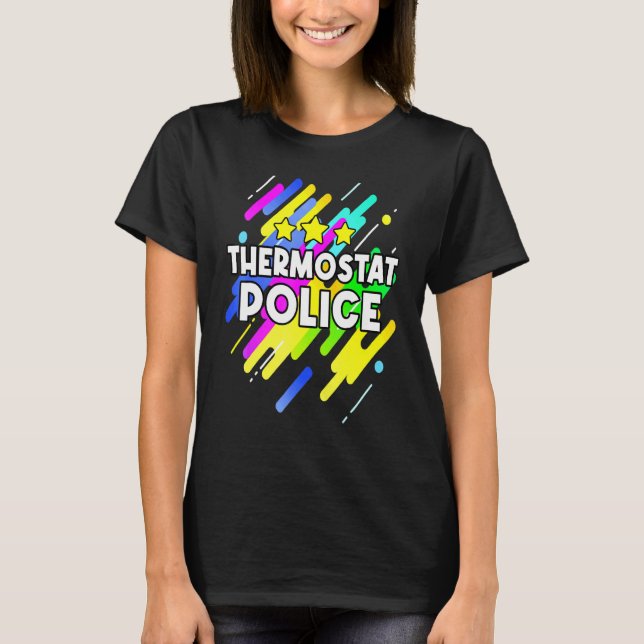 Thermostat Police Retro Police Pappa Joke Far T Shirt (Framsida)