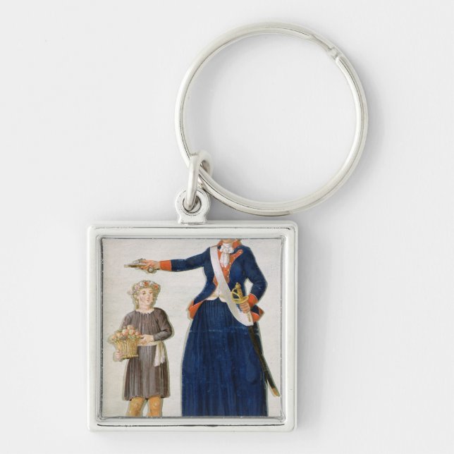 Theroigne de Mericourt Fyrkantig Silverfärgad Nyckelring (Framsidan)