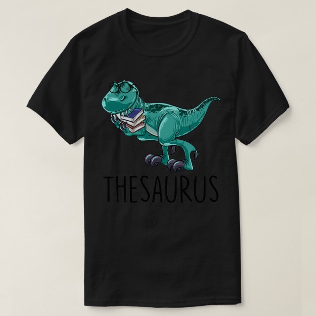 Thesaurus Dino Bokar Funny TRe Dinosaur Librarian T Shirt (Design framsida)