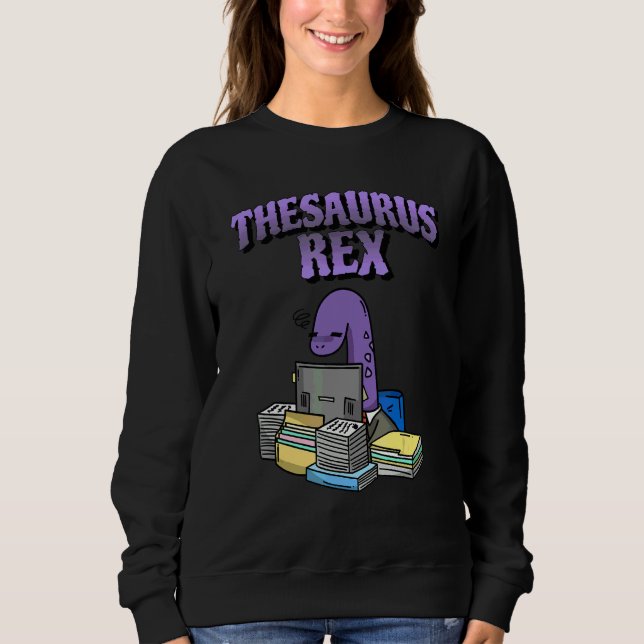 Thesaurus Rex  Dinosaur Nördigt Ordspel T Shirt (Framsida)