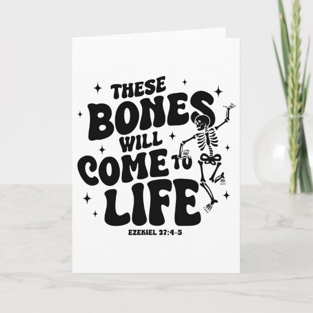 These Bones Will Come To Life Dancing Skeleton Chr Kort (Framsida)