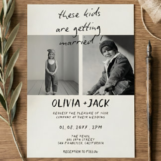 These Kids Are Getting Married Child Photo Wedding Inbjudningar
