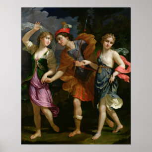 Theseus med Ariadne och Phaedra Poster