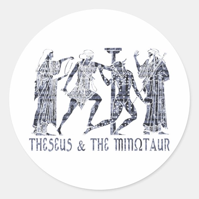 Theseus & Minotaur Runt Klistermärke (Framsida)