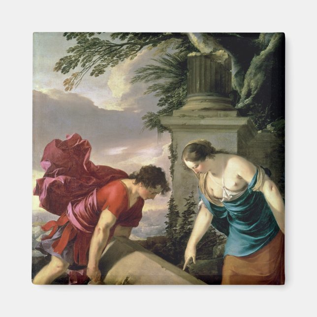 Theseus och hans Mor Aethra, c.1635-36 Magnet (Framsidan)