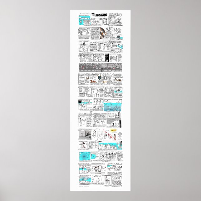 Theseus och Minotaur-greekmythcomix-remsan Poster (Framsidan)