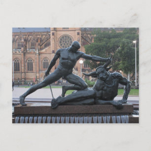 Theseus och Minotaurus staty vykort