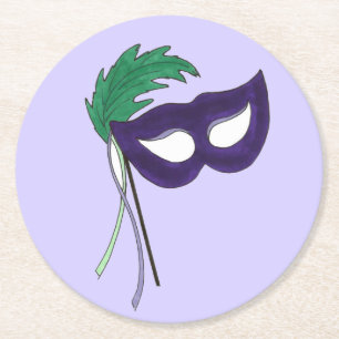 Thespian Drama Theater Masqueramasken Mardi Gras Underlägg Papper Rund
