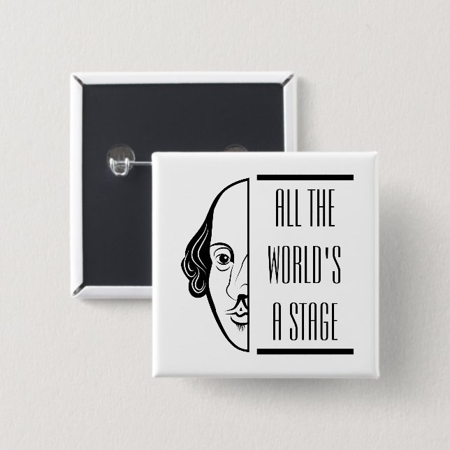 Thespian Shakespeare citerar hela världens steg Knapp (Framsida & baksida)