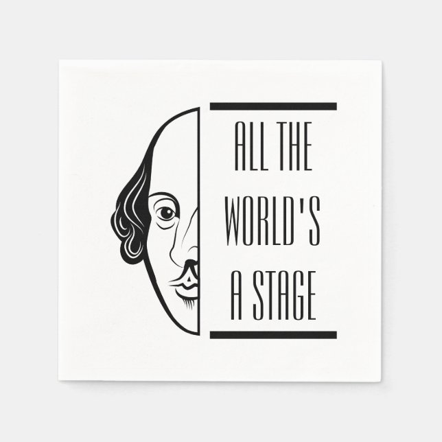 Thespian Shakespeare citerar hela världens steg Pappersservett (Framsidan)