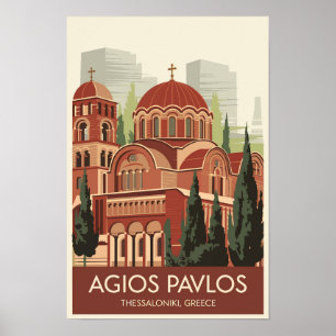 Thessaloniki Agios Pavlos Resa Konst Vintage Poster