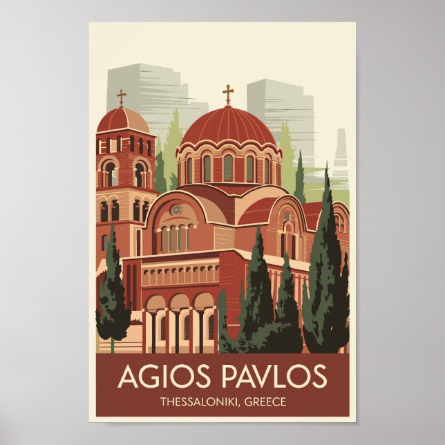 Thessaloniki Agios Pavlos Travel Art Vintage Poster (Framsidan)