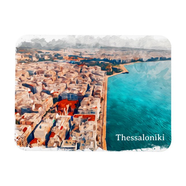 Thessaloniki Greece Panorama View Magnet (Horisontell)