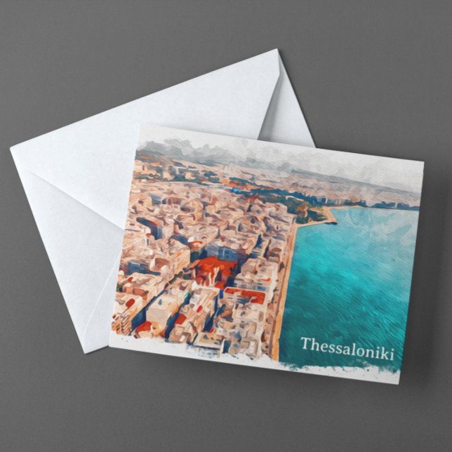 Thessaloniki Greece Panorama View Vykort (Thessaloniki Greece postcard)