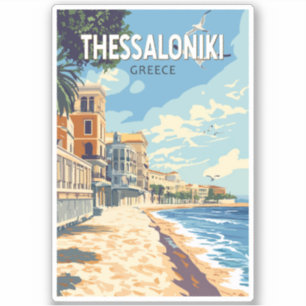 Thessaloniki Greece Travel Art Vintage Klistermärken