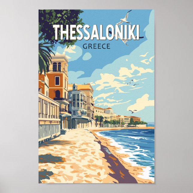 Thessaloniki Greece Travel Art Vintage Poster (Framsidan)