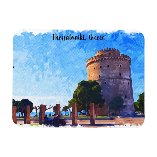Thessaloniki Greece Watercolor Artwork Magnet (Horisontell)
