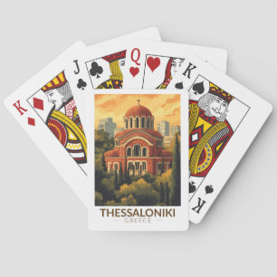 Thessaloniki Grekland Agios Pavlos Travel Art Retr Casinokort