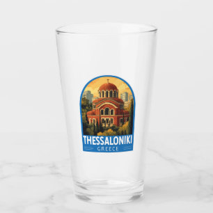 Thessaloniki Grekland Agios Pavlos Travel Art Retr Glaskopp
