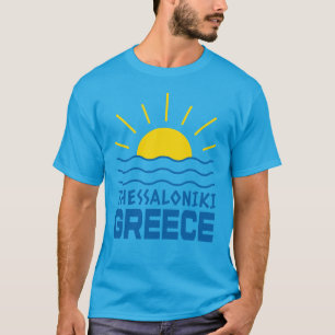 Thessaloniki Grekland Solsken Och Hav Herr Teal T Shirt
