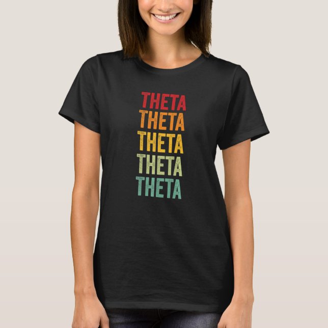 Theta Crypto Rainbow Text T Shirt (Framsida)