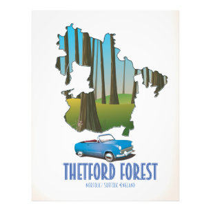 Thetford Forest norfolk kväolk england karta Fototryck