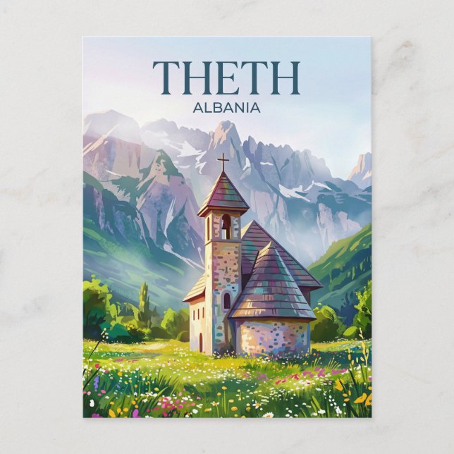 Theth stenkyrka Albanien Vykort (Framsida)