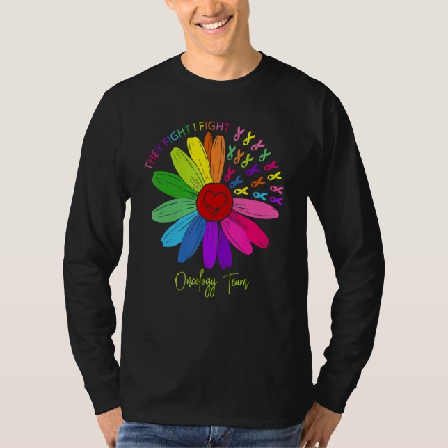 They Fight I Fight Oncology Team Tie Dye Oncology  T Shirt (Framsida)