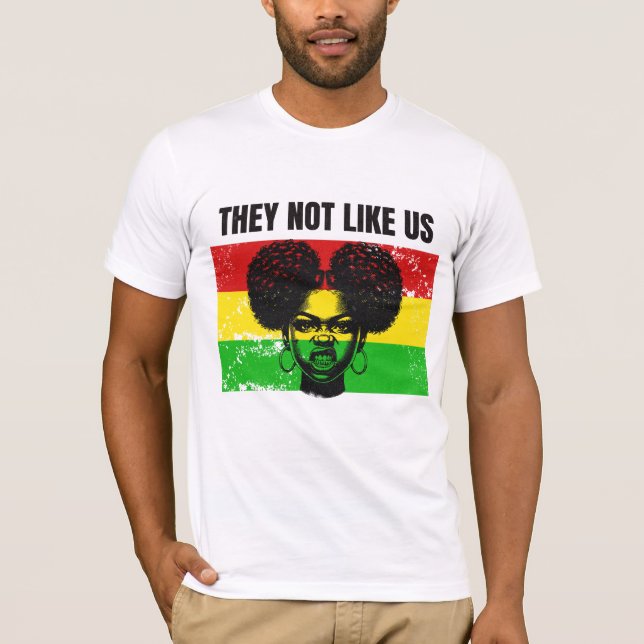 They Not Like Us Afro Woman black history T Shirt (Framsida)