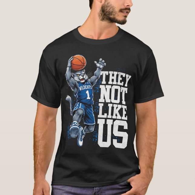 They Not Like Us Blue Wildcat Basketball T Shirt (Framsida)