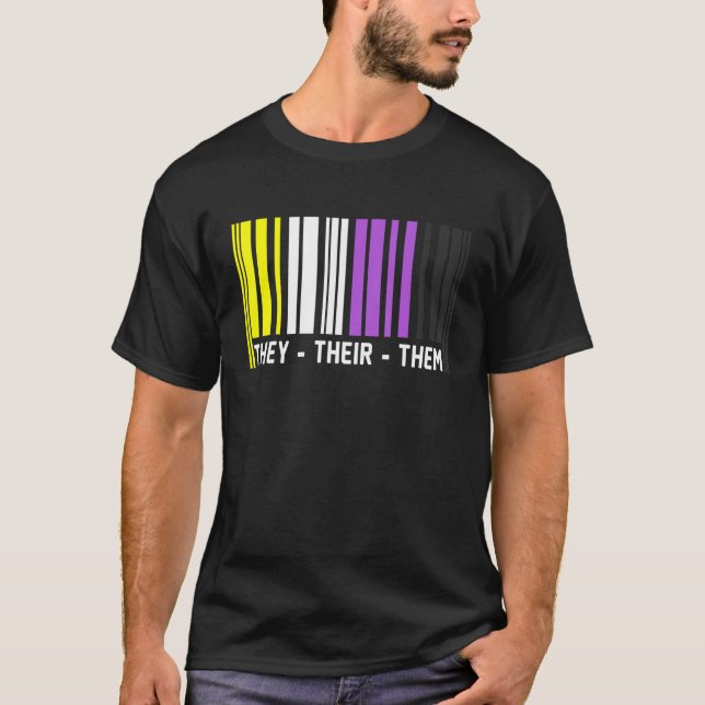 They Their Them Barcode Non Binary Flag Agender Pr T Shirt (Framsida)