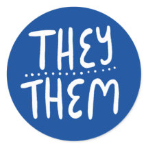 THEY/THEM Pronounars Blue Handlettering Set of