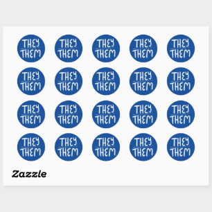 THEY/THEM Pronounars Blue Handlettering Set of Runt Klistermärke