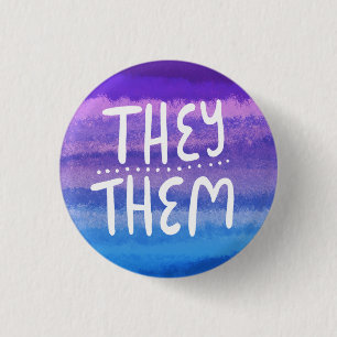THEY/THEM Pronounars färglös vattenfärg för handsk Knapp