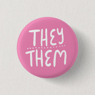 THEY/THEM Pronounars Rosa Handlettering Minimal Knapp