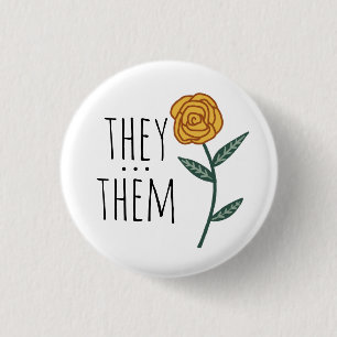 THEY/THEM Pronouns Guld Ro ANPASSNINGSBAR Knapp