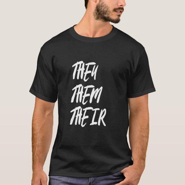 They Them Their LGBTQIA Trans Pride Flag Pronouns  T Shirt (Framsida)