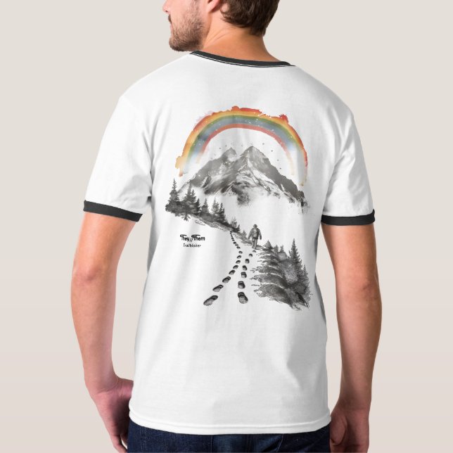 They/Them Trailblazer – LGBTQ Pride Camping Art T Shirt (Baksida)