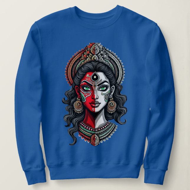 Theyyam-Kathakali Fusion - Omdefinierad kvinnlig e T Shirt (Design framsida)