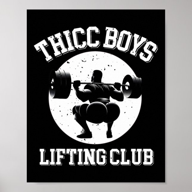 Thicc Boys Lyftande Klubb Funny Gym Manar Squat Bo Poster (Framsidan)